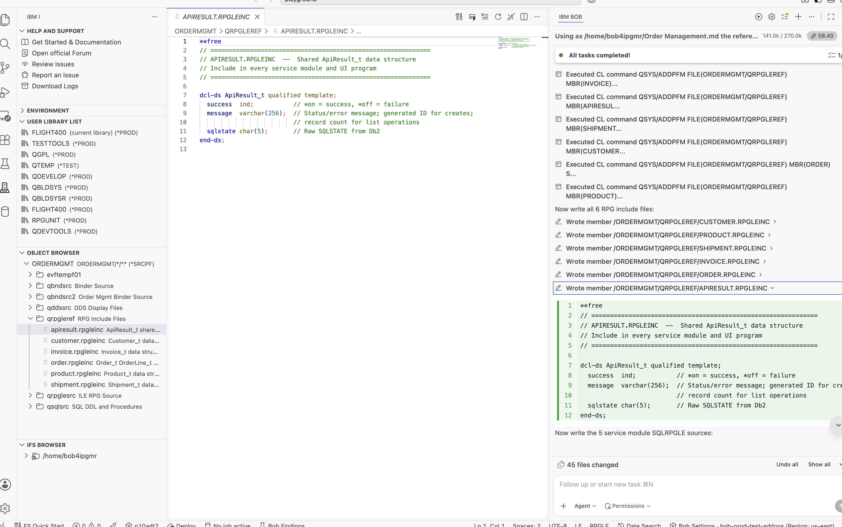 APIRESULT shared data structure used across all service procedures