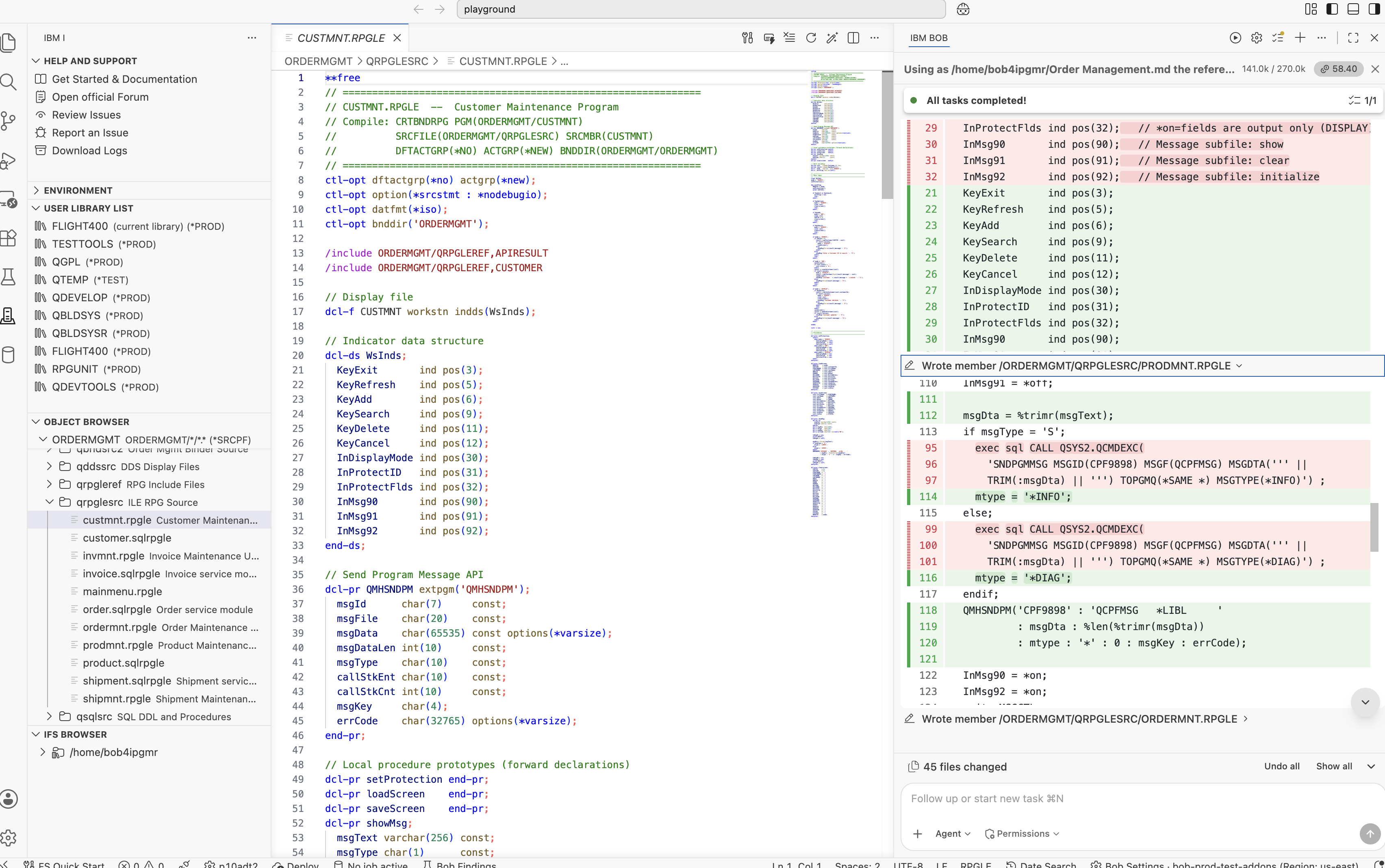 Correct fully free-format RPG program structure resolving RNF0256